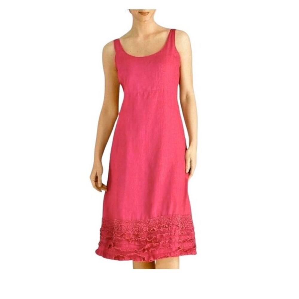 Eileen Fisher Pink Sleeveless Midi Dress with Ruffle Hem